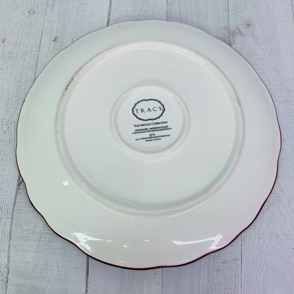 Tracy Porter HENNA COLLECTION Red Berries Rope Edge Stoneware Dinner Plate Set 3 - Picture 7 of 9